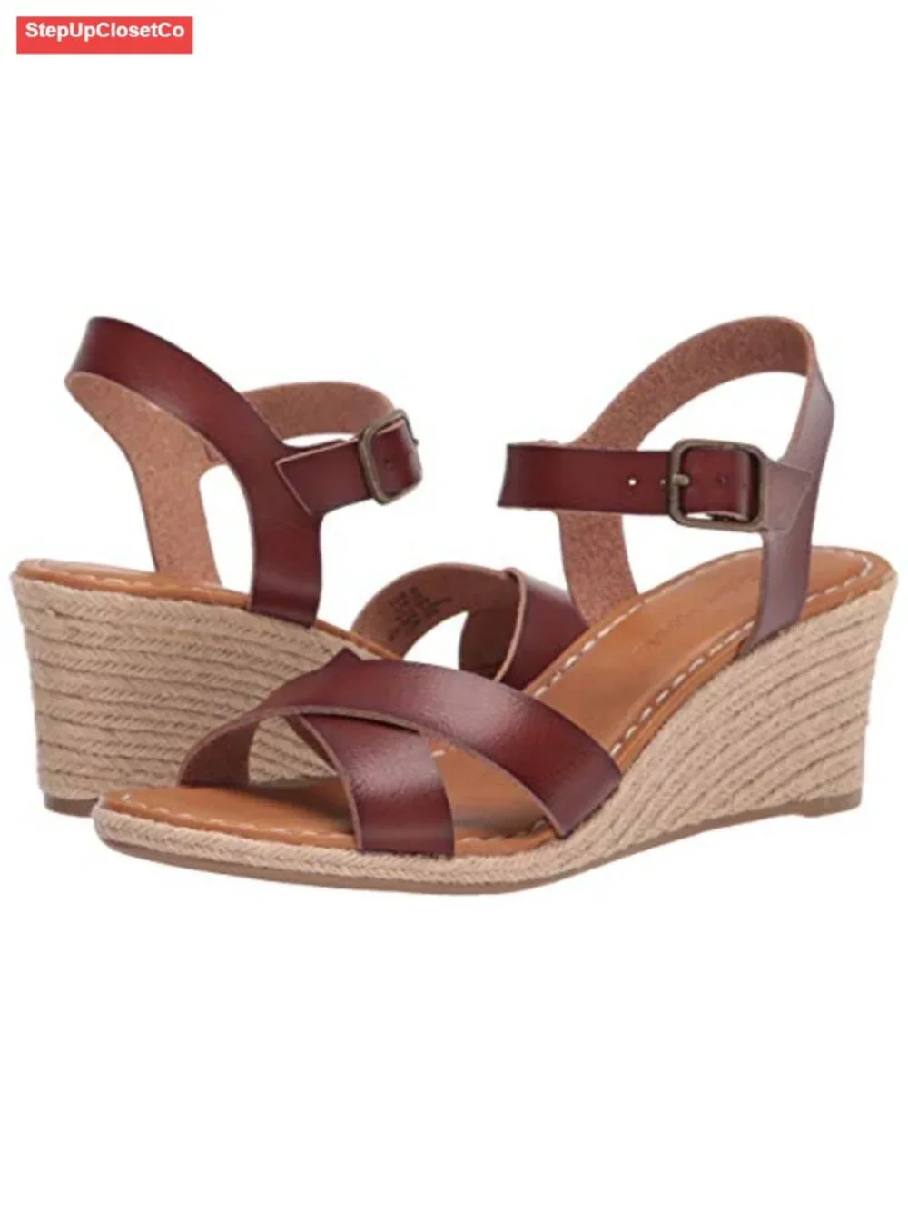 Women's Espadrille Wedge Sandal with Adjustable Buckle, Elastic Strap